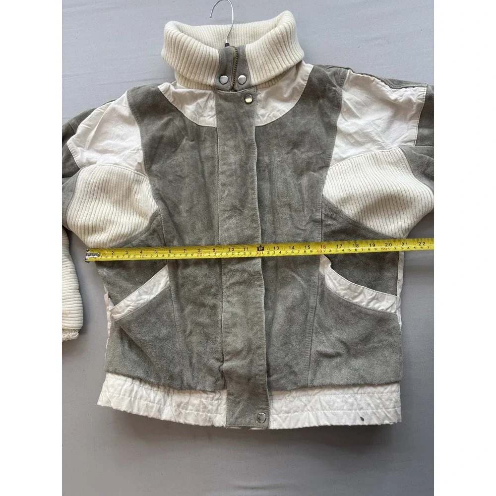 Vintage 80s Outerbound by HMS Suede Quilted Winter Ski Jacket Gray White L